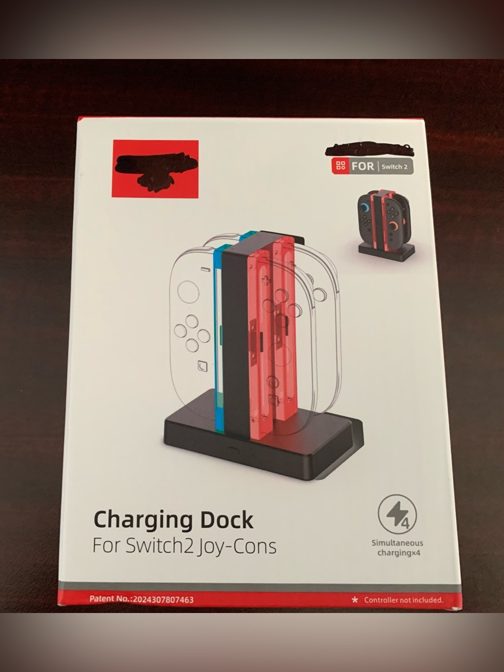 Charging Dock for Switch Joy-Con Controllers — Black with Red and Blue Accents